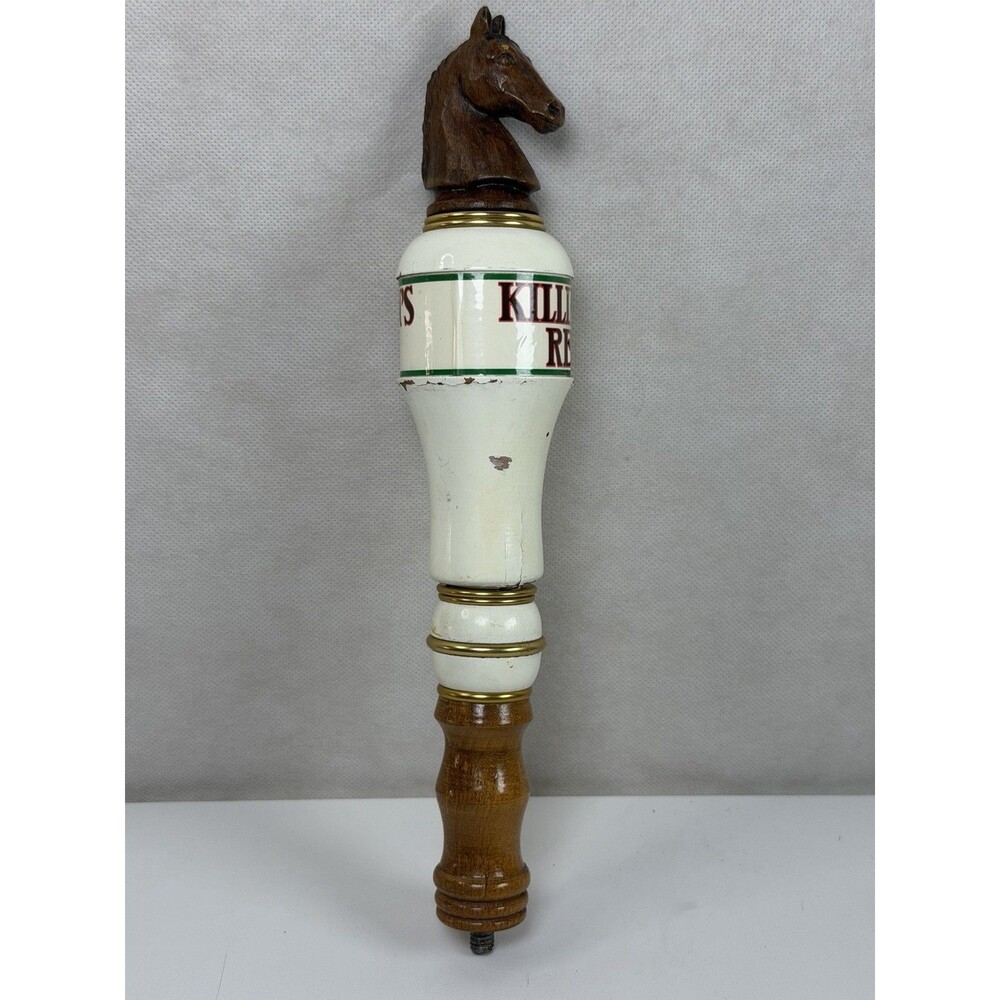 Vintage George Killians Irish Red Beer Tap Handle Horse Head Wood Ceramic 11.5"